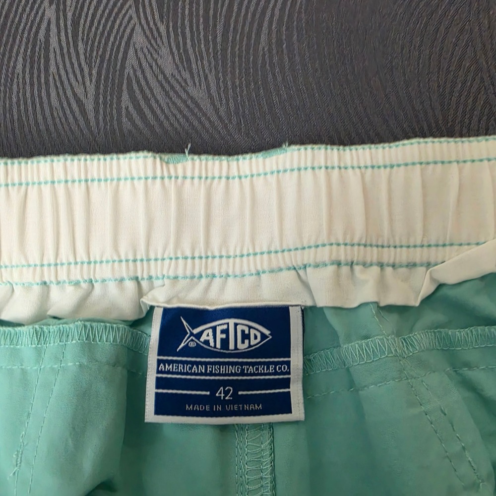 AFTCO Original Fishing Shorts Mens 42 Ocean Wave Blue Green M01 6in Inseam NWT - Picture 9 of 10